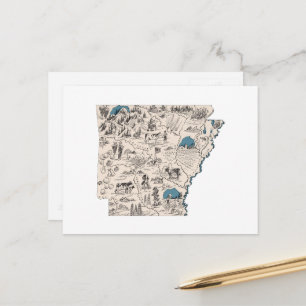 Arkansas Vintage Picture Map Antique State Chart Postcard