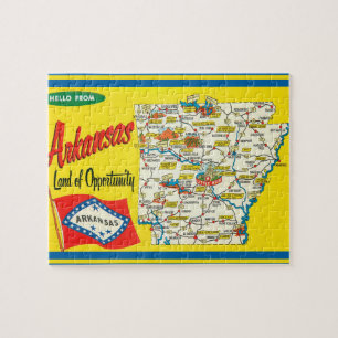 Arkansas Vintage Road Map Postcard Jigsaw Puzzle