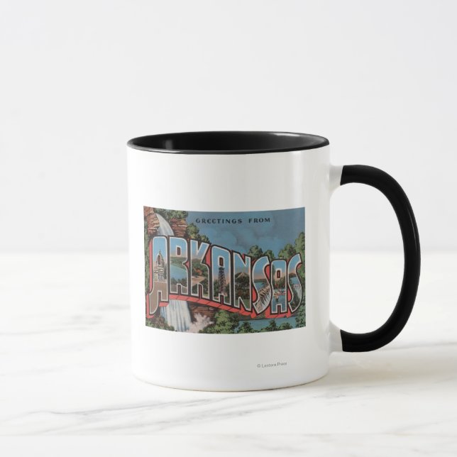 Arkansas (Waterfall Scene) - Large Letter Scenes Mug (Right)