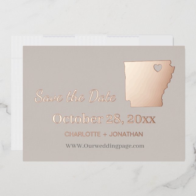 Arkansas Wedding Save The Date Rose Gold  (Envelope)