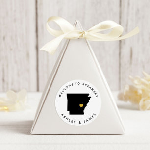 Arkansas Wedding Welcome Sticker Tag, Black