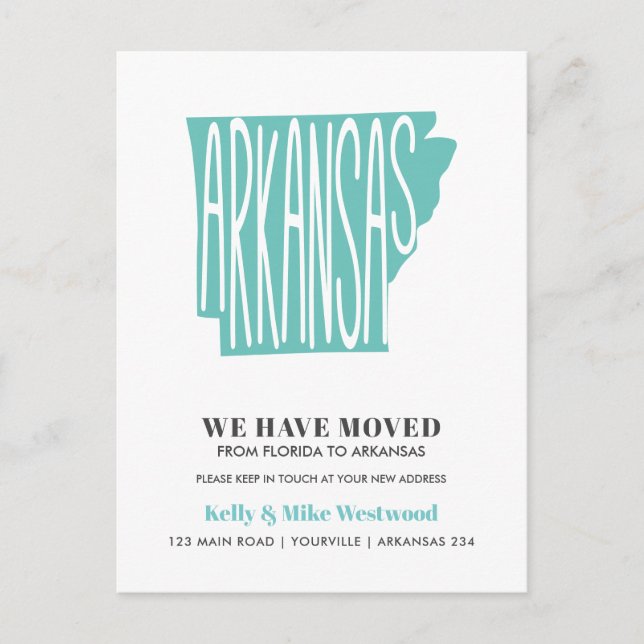 ARKANSAS We've moved New address New Home Postcard (Front)