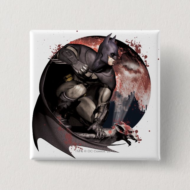 Arkham City Batman Moon 15 Cm Square Badge (Front)