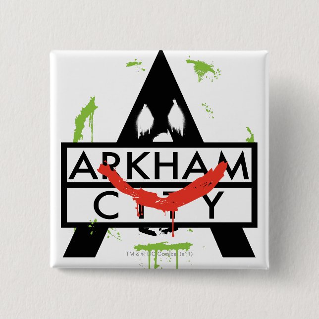 Arkham City Icon w/ Joker marks 2 15 Cm Square Badge (Front)