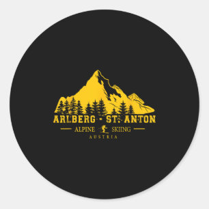 Arlberg St. Anton Austria Ski Resort Alpine Skiing Classic Round Sticker