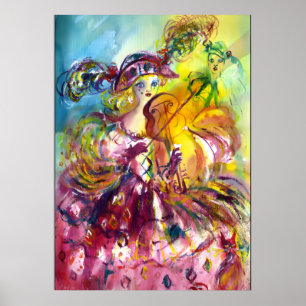 ARLECCHINA  VIOLINIST / Venetian Carnival Night Poster