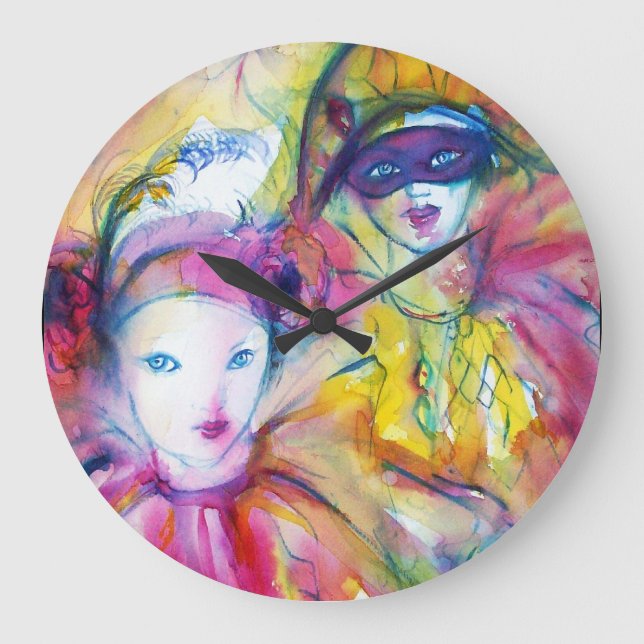 ARLECCHINO PIERO AND COLOMBINA LARGE CLOCK (Front)