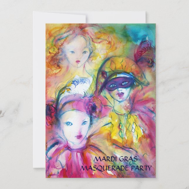 ARLECCHINO PIERO AND COLOMBINA MASQUERADE PARTY INVITATION (Front)