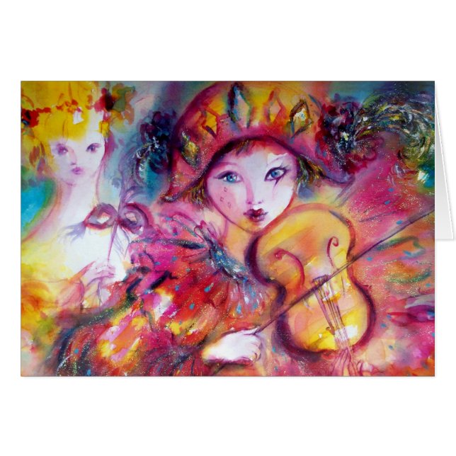 Arlecchino Playing Violin and Colombina (Front Horizontal)