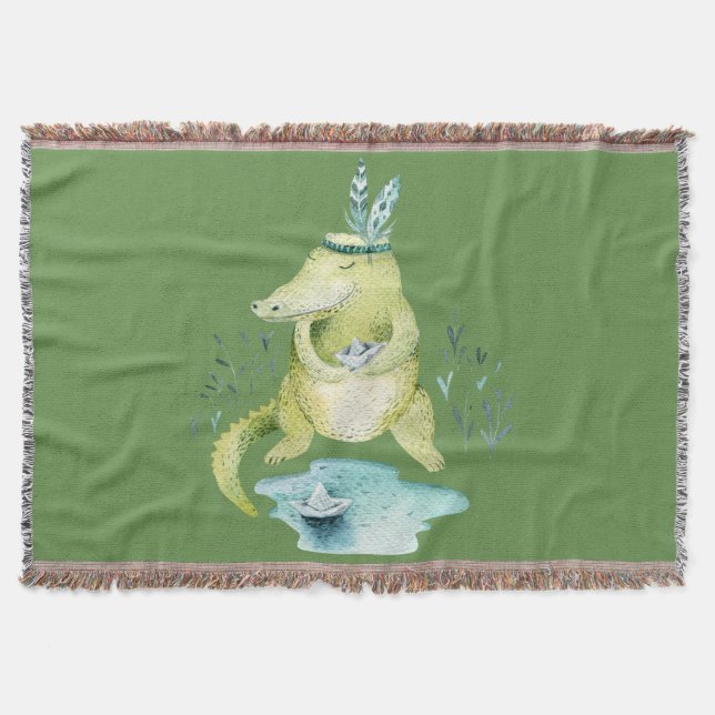 Arlena the Alligator Throw Blanket (Front)
