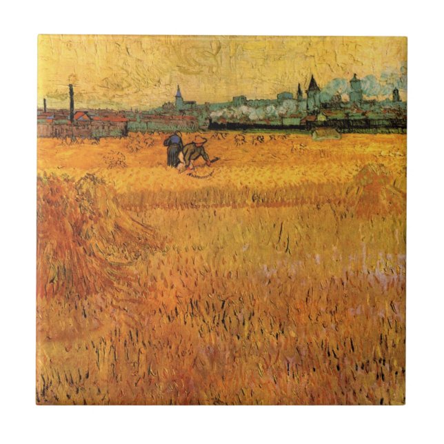 Arles: View from Wheat Fields by Vincent van Gogh Ceramic Tile (Front)