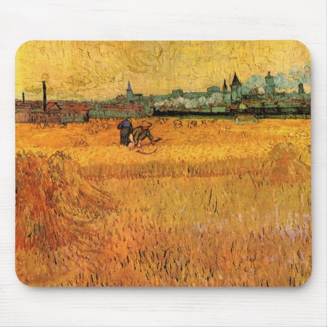 Arles: View from Wheat Fields by Vincent van Gogh Mouse Pad (Front)