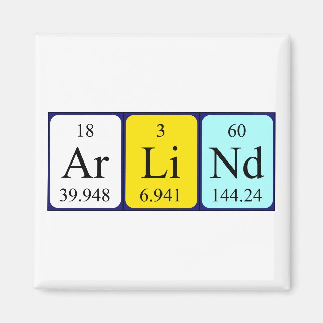 Arlind periodic table name magnet (Front)