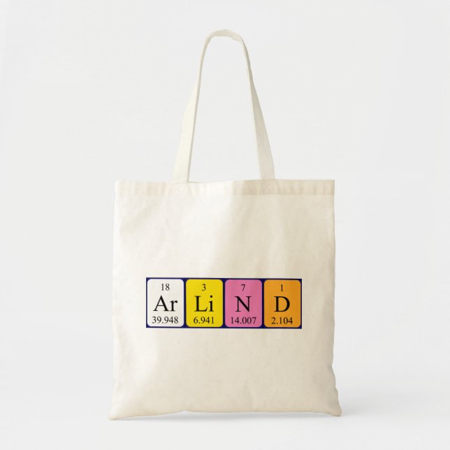 Arlind periodic table name tote bag (Front)