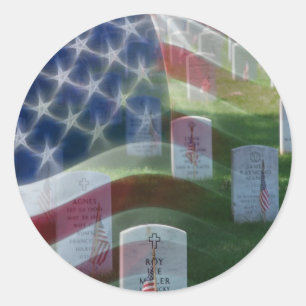 Arlington National Cemetery, American Flag Classic Round Sticker