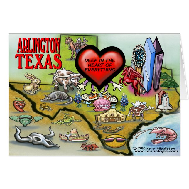 Arlington Texas Cartoon Map (Front Horizontal)