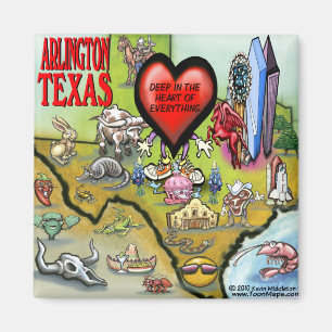 Arlington Texas Cartoon Map Magnet