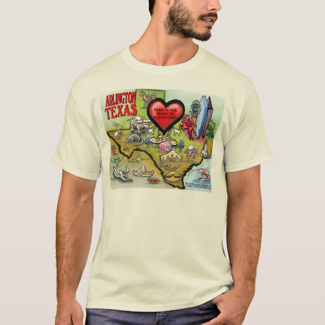 Arlington Texas Cartoon Map T-Shirt (Front)