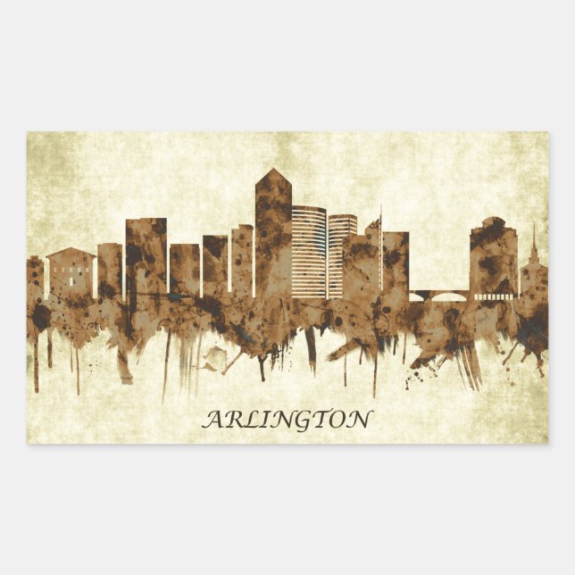 Arlington Texas Cityscape Rectangular Sticker (Front)