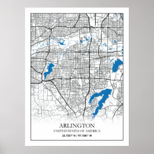 Arlington Texas USA City Travel City Map Poster