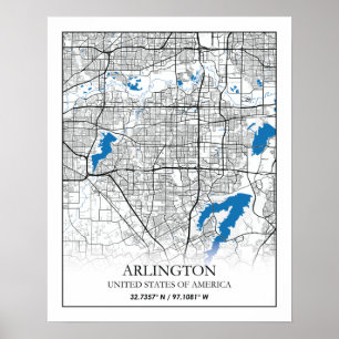 Arlington Texas USA City Travel City Map Poster