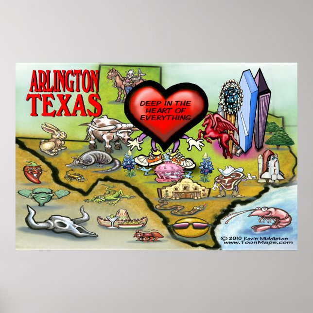 Arlington TX Map Poster (Front)
