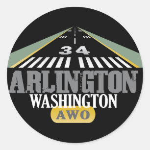 Arlington Washington - Airport Runway Classic Round Sticker
