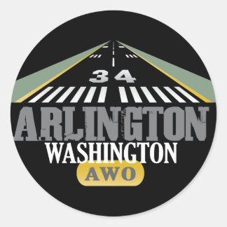 Arlington Washington - Airport Runway Classic Round Sticker