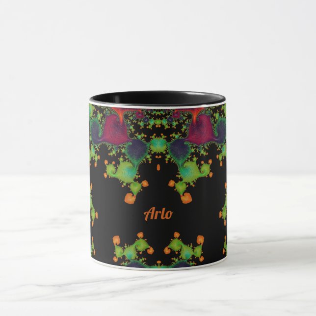 ARLO ~ Black Green Orange Pink  Mug (Center)