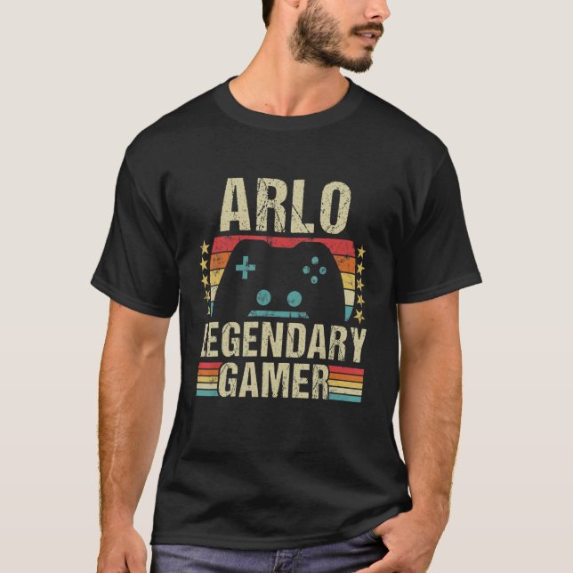 Arlo Gamer Retro Gaming Vintage Game Personalised  T-Shirt (Front)