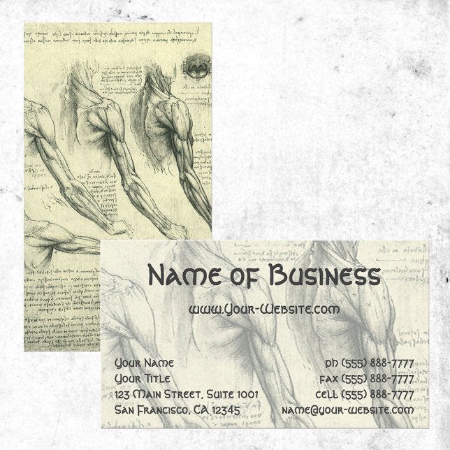 Arm and Shoulder Muscles Anatomy Leonardo da Vinci Business Card (Creator Uploaded)