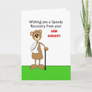 Arm Surgery Greeting Card-Bear in Cast with Cane Card