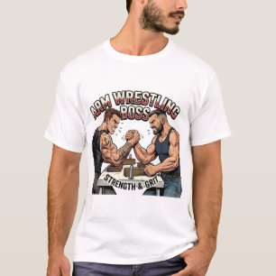 Arm Wrestling Boss - Retro Strength and Grit Art T-Shirt