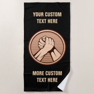 Arm wrestling Bronze Beach Towel