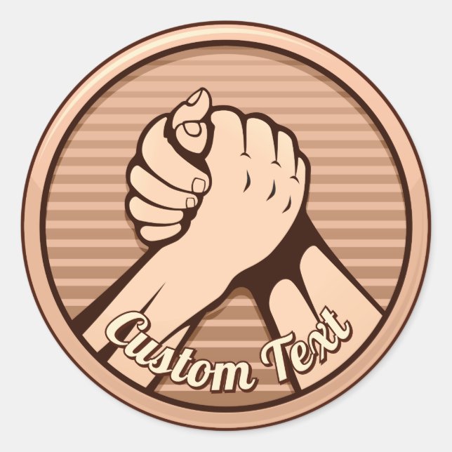 Arm wrestling Bronze Classic Round Sticker (Front)
