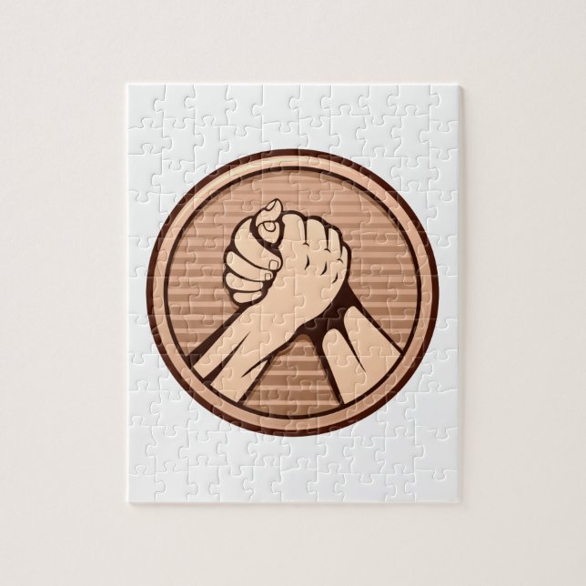 Arm wrestling Bronze Jigsaw Puzzle (Vertical)