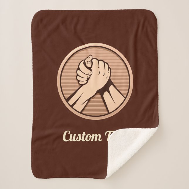 Arm wrestling Bronze Sherpa Blanket (Front)