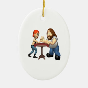 Arm Wrestling Ceramic Tree Decoration