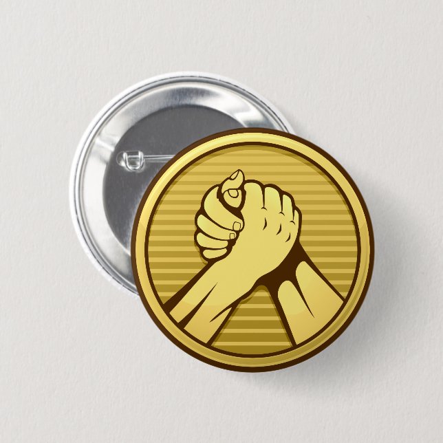 Arm wrestling Gold 6 Cm Round Badge (Front & Back)