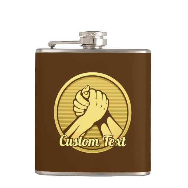 Arm Wrestling Gold Hip Flask (Front)