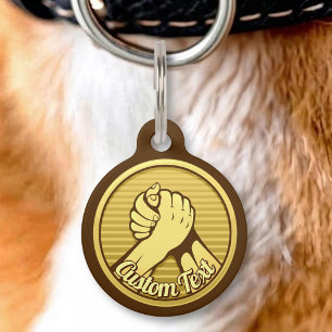 Arm wrestling Gold Pet Tag