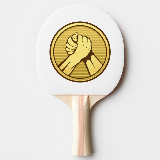 Arm wrestling Gold Ping Pong Paddle (Front)
