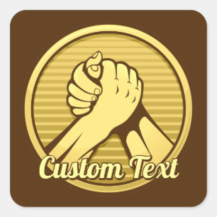 Arm wrestling Gold Square Sticker