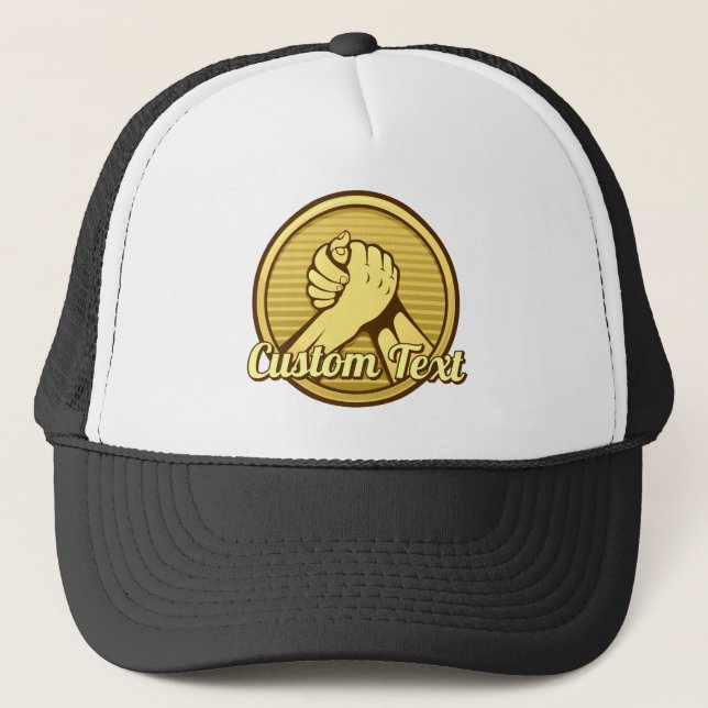 Arm Wrestling Gold Trucker Hat (Front)