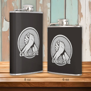 Arm wrestling Silver Hip Flask