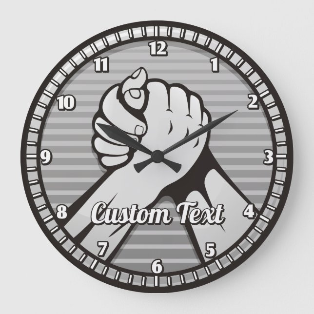 Arm wrestling Silver Large Clock (Front)