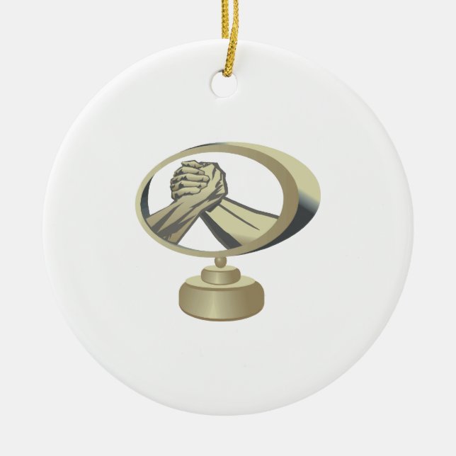 Arm Wrestling Trophy Ceramic Tree Decoration (Front)