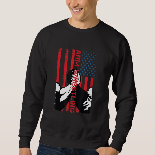 Arm Wrestling Usa Flag Sweatshirt (Front)