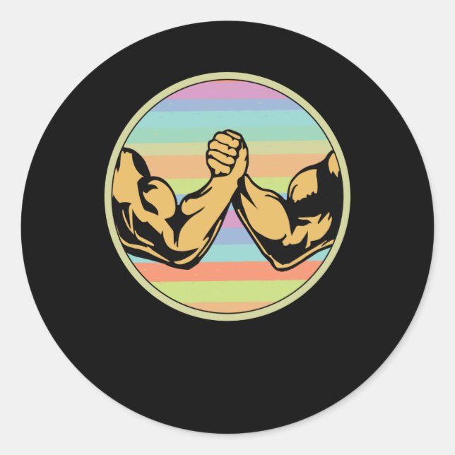 Arm Wrestling Vintage Classic Round Sticker (Front)