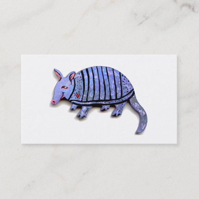 Armadillo art fun cute happy unique armadillos business card (Front)